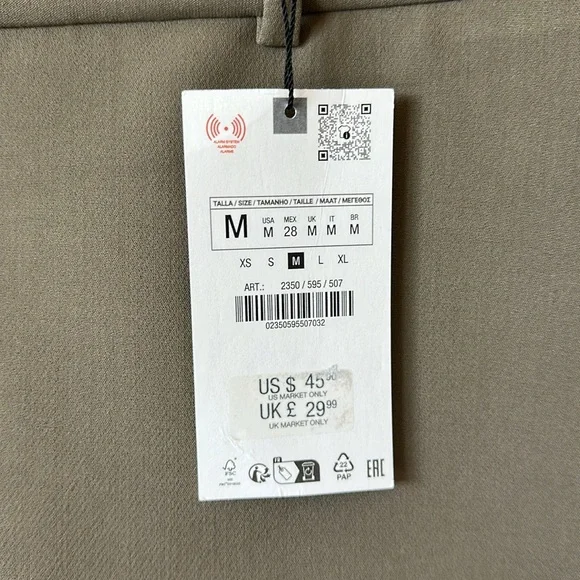 Brand New w Tags! ZARA Dark Khaki Double Belt Skirt-Shorts Size M - Picture 4 of 7